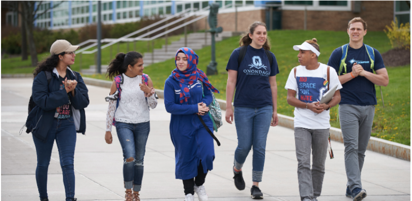 Students walking on campus